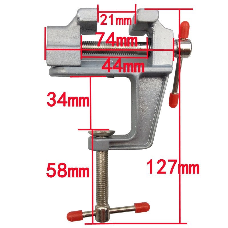 999114  Mini Bankschroef Tafelmodel aluminium